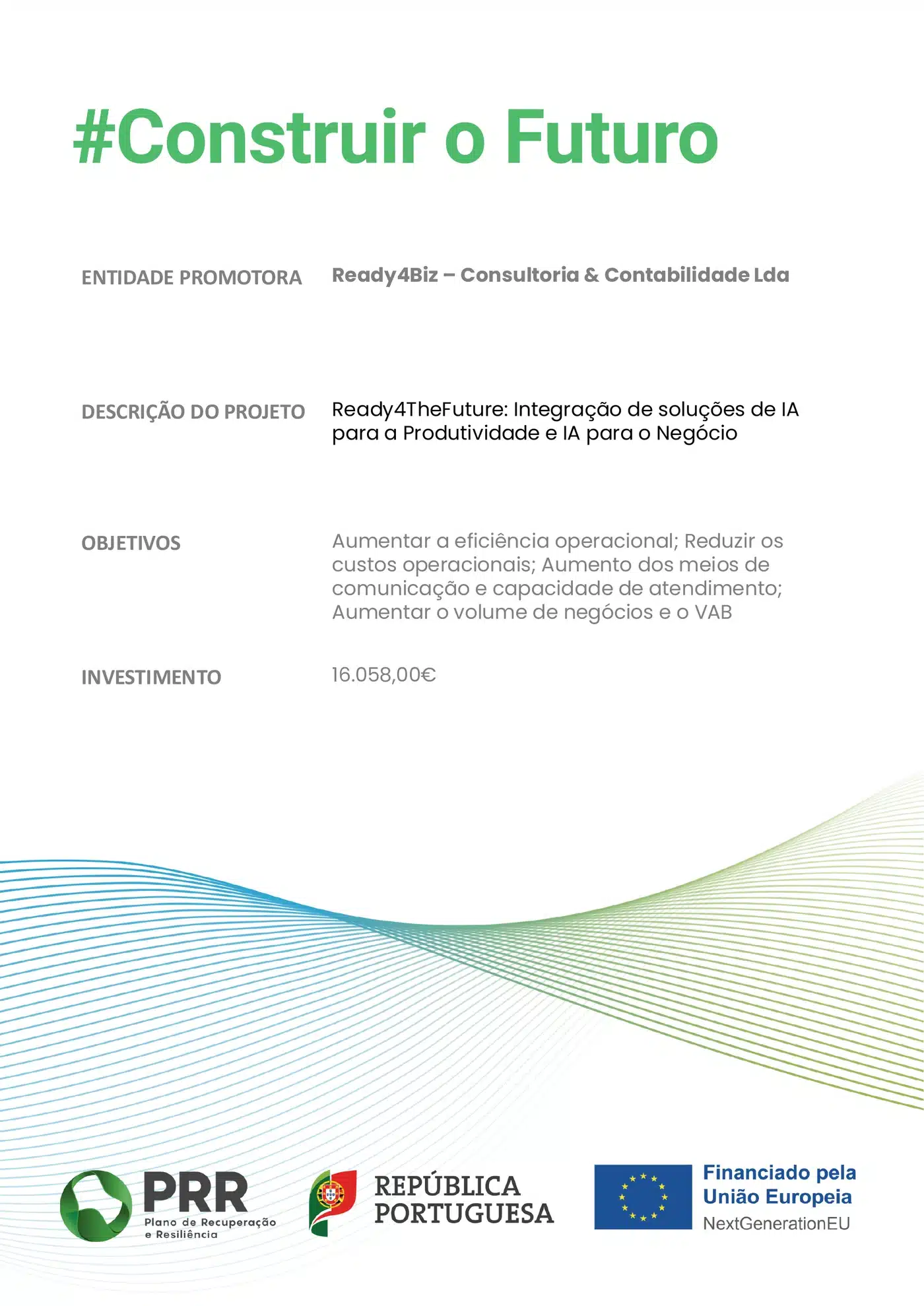 Projeto Ready4TheFuture financiado pelo PRR e pela União Europeia